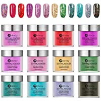 Huanchenda Polvo Acrílico- Polvo de Inmersión para Uñas 12 Colores 10g-frasco Juego de Decoración de Uñas para…